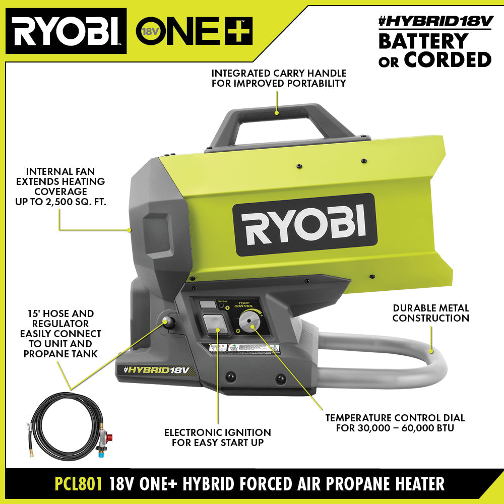 18V ONE+ Hybrid Forced Air Propane Heater Image 2