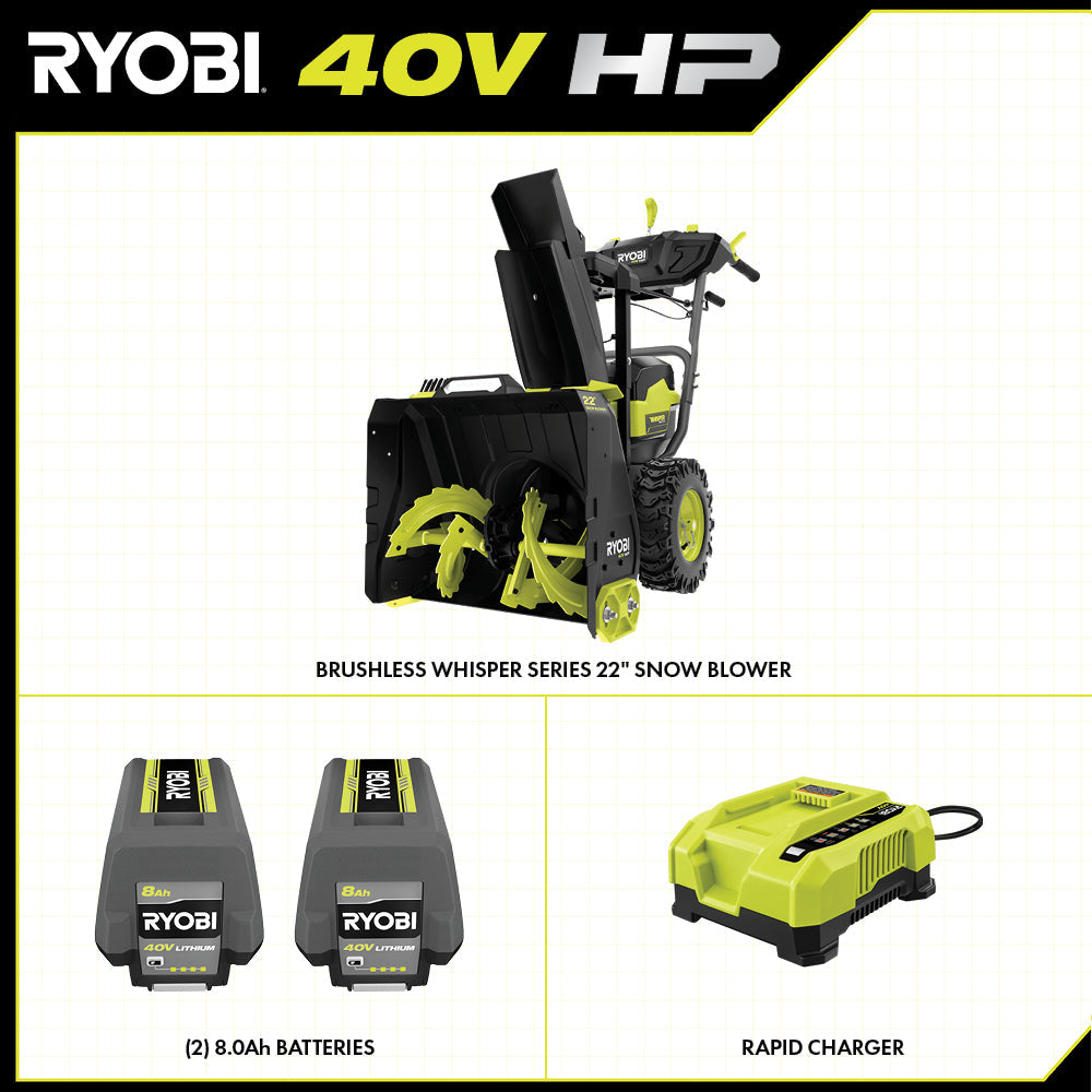 40V HP BRUSHLESS WHISPER SERIES 22" TWO-STAGE SNOW BLOWER KIT Image 3