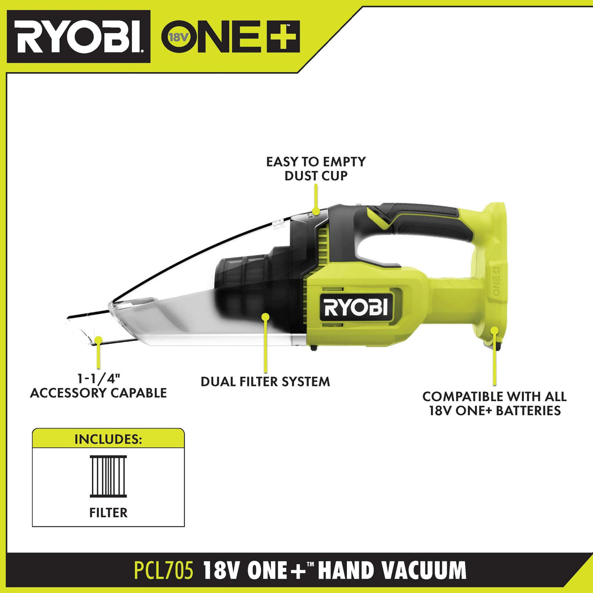 18V ONE+ HAND VACUUM Image 2