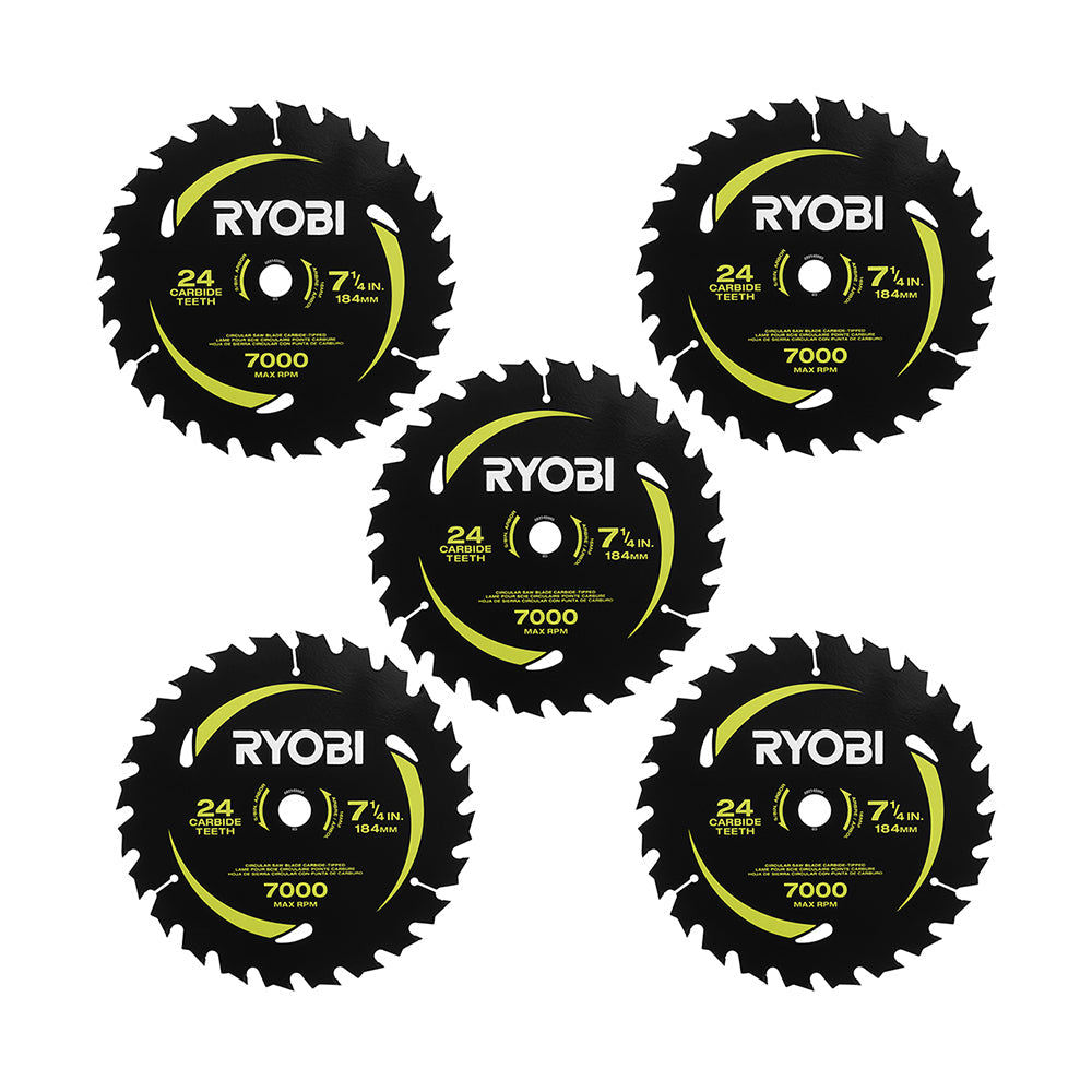7-1/4" x 24T Carbide Teeth Thin Kerf Circular Saw Blade Set (5 Piece) Image 1