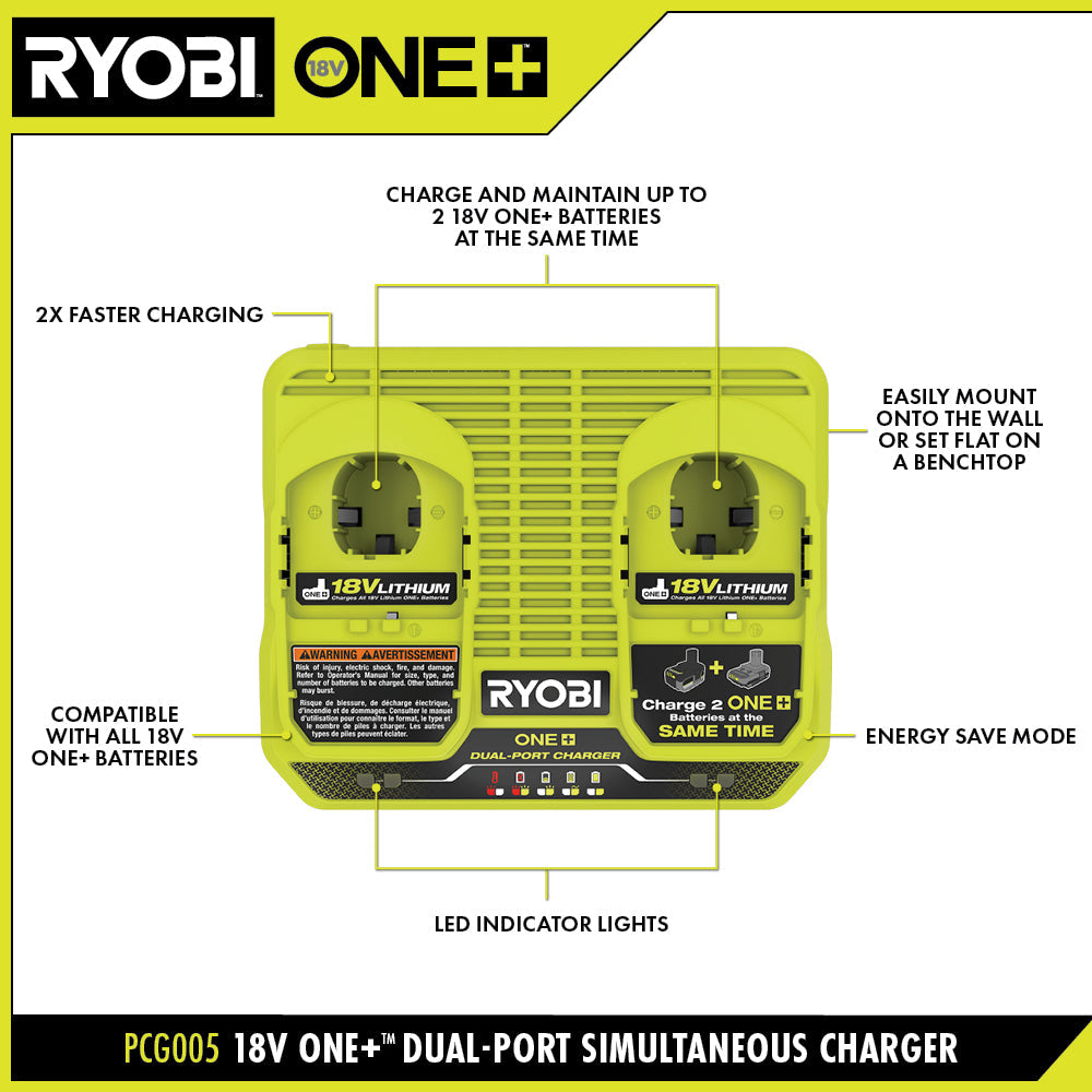 18V ONE+ DUAL-PORT SIMULTANEOUS CHARGER  Image 2
