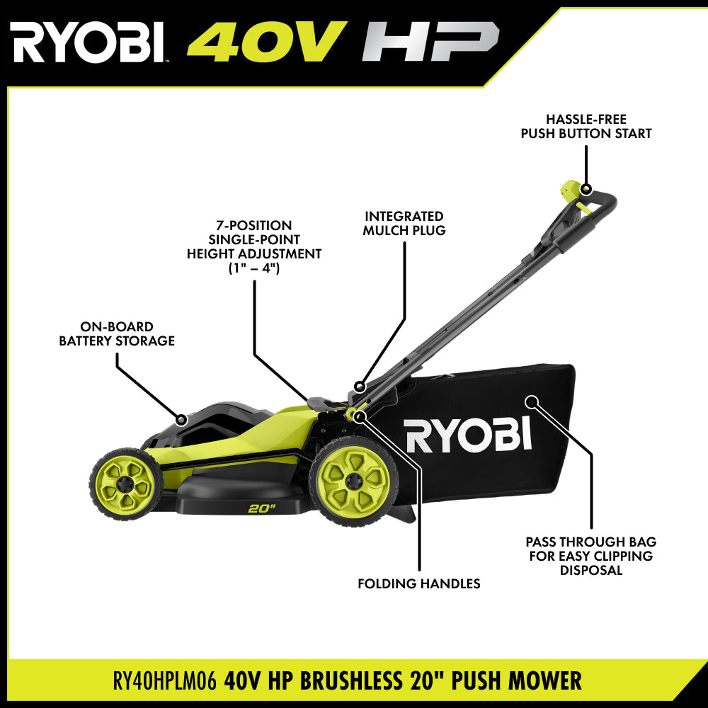 40V HP Brushless 20" Push Mower