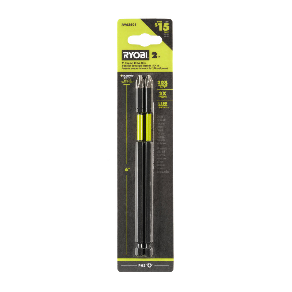 2 PC. 6" Diamond Grit Impact Drive Bits image