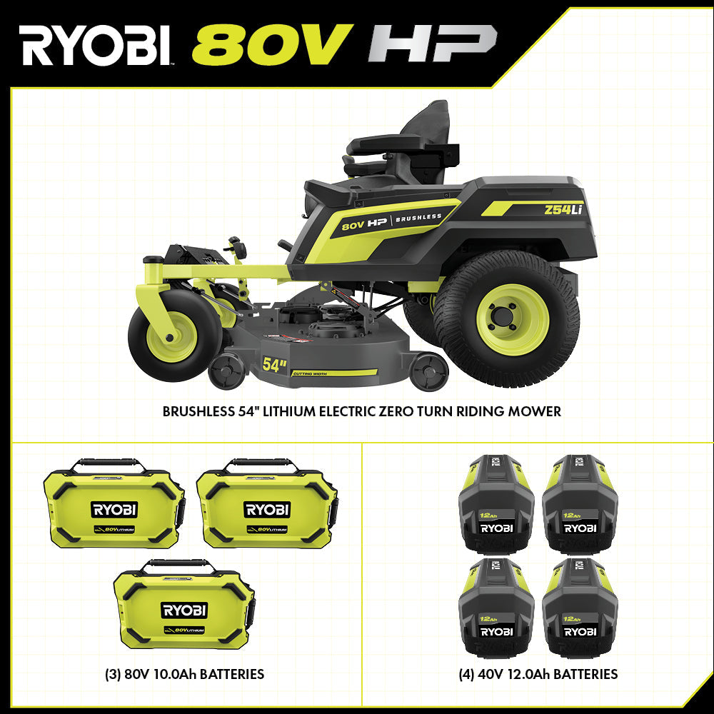 80V HP BRUSHLESS 54" LITHIUM ELECTRIC ZERO TURN RIDING MOWER Image 3